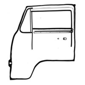 Picture of Type 2 Cab door seal kit Left. Fixed 1/4 light seals. Budget door seal
