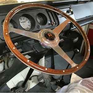 Picture of Steering Wheel Complete (no cut outs and wolfsburg horn) -> Baywindow 1967-74 wheel/boss/horn push